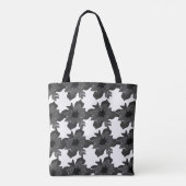 Black Grey Modern Abstract Floral Pattern Tote Bag (Achterkant)