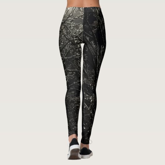 Black Grey Modern Dark Ice Natuur Gothic Leggings (Achterkant)