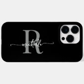 Black Grey Modern Stylish Script Monogram Initiaal Case-Mate iPhone Case (Achterkant (horizontaal))