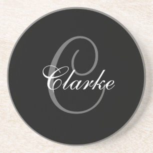 Black Grey Monogram C Wedding Jubileum Onderzetter