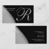 Black Grey Monogram Chic Visitekaartje (Voorkant / Achterkant)