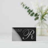 Black Grey Monogram Chic Visitekaartje (Staand voorkant)