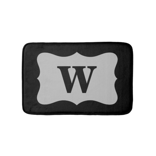 Black Grey Monogram Initiaal Home Decorative Badmat (Voorkant)