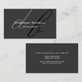 Black Grey Monogram Manager Visitekaartje (Voorkant / Achterkant)