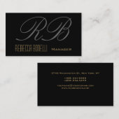 Black Grey Monogram Manager Visitekaartje (Voorkant / Achterkant)