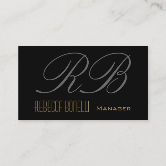 Black Grey Monogram Manager Visitekaartje (Voorkant)