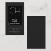 Black Grey Monogram Professional Visitekaartje (Voorkant / Achterkant)