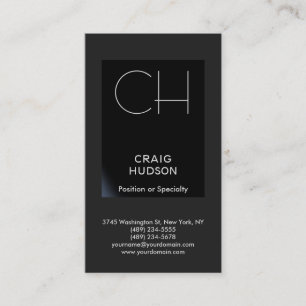Black Grey Monogram Professional Visitekaartje
