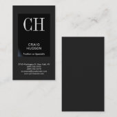 Black Grey Monogram Professional Visitekaartje (Voorkant / Achterkant)