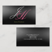 Black Grey Monogram Simple Plain Visitekaartje (Voorkant / Achterkant)