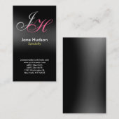 Black Grey Monogram Simple Plain Visitekaartje (Voorkant / Achterkant)