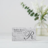 Black Grey Monogram Wall Brick Visitekaartje (Staand voorkant)