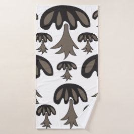 Black Grey Mushroom Patroon Badhanddoek