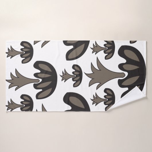 Black Grey Mushroom Patroon Badhanddoek (Badhanddoek)