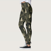 Black Grey Olive Brown Dots Cat Camouflage Pattern Leggings (Links)