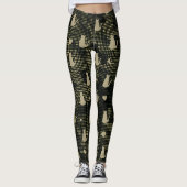 Black Grey Olive Brown Dots Cat Camouflage Pattern Leggings (Voorkant)