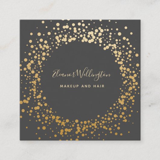 Black Grey Ombre Gold Confetti Stip Creative Vierkante Visitekaartje (Voorkant)