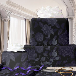 Black Grey Paars Ombre Modern  Floral Cadeaupapier