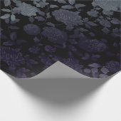 Black Grey Paars Ombre Modern  Floral Cadeaupapier (Hoek)