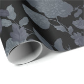 Black Grey Paars Ombre Modern  Floral Cadeaupapier (Rol Hoek)