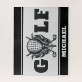 Black Grey Personalized GOLF Ball T-shirt Clubs Sp Legpuzzel (Verticaal)
