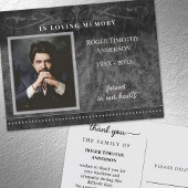 Black Grey Photo in Loving Memory Hartelijk dank Briefkaart