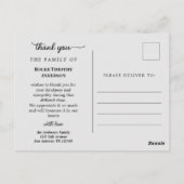 Black Grey Photo in Loving Memory Hartelijk dank Briefkaart (Achterkant)