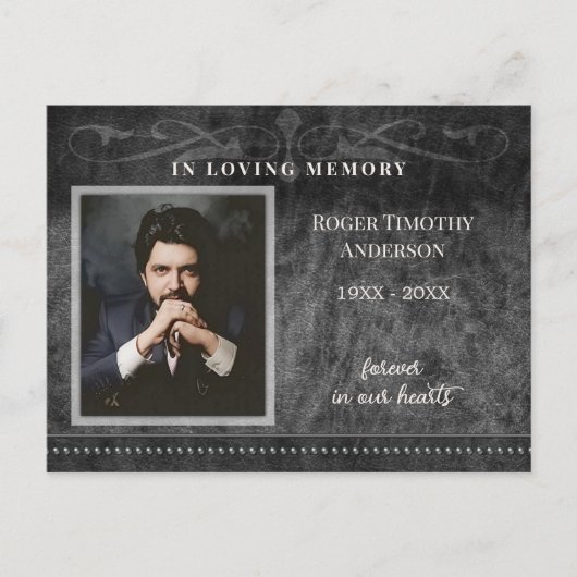 Black Grey Photo in Loving Memory Hartelijk dank Briefkaart (Voorkant)