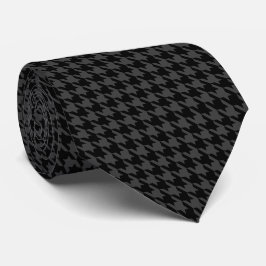 Black Grey Pied de Poule Small Houndstooth Stropdas