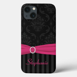 Black Grey Pink Damask Striped iPad Air Case