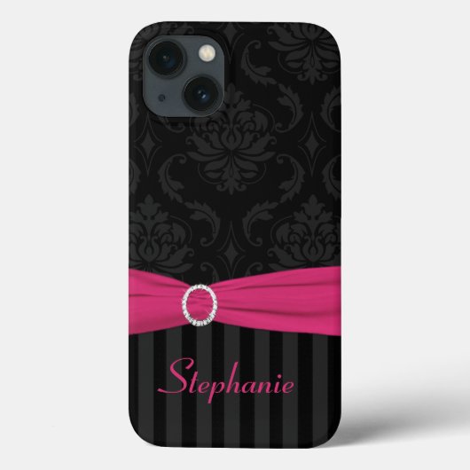 Black Grey Pink Damask Striped iPad Air Case (Achterkant)