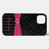 Black Grey Pink Damask Striped iPad Air Case (Achterkant (horizontaal))