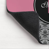 Black Grey Pink  Floral Damasgebondenheid Muismat (Hoek)