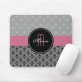 Black Grey Pink  Floral Damasgebondenheid Muismat (Met muis)