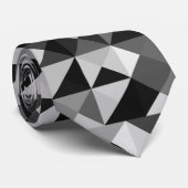 Black Grey Pixel Geometric Abstract Art Stropdas (Opgerold)