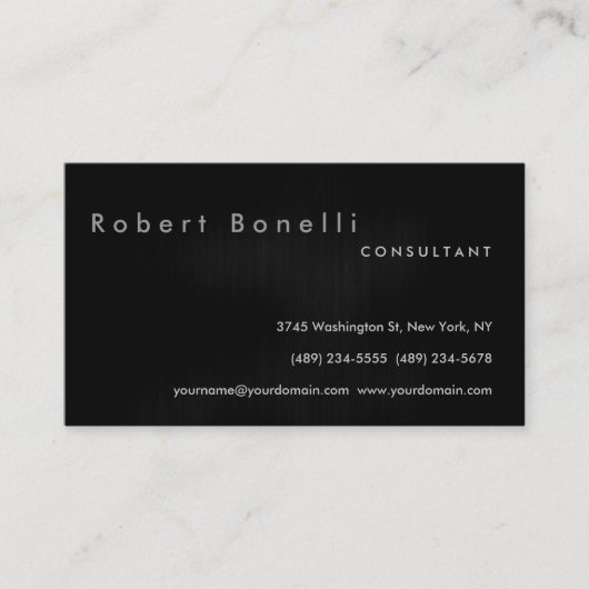 Black Grey Plain Consultant Visitekaartje (Voorkant)