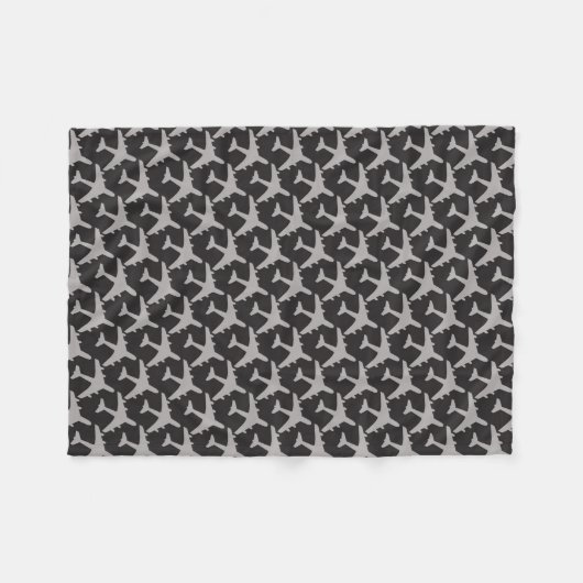 Black Grey Plane Airplanes Pilot Plane Aviation Fleece Deken (Voorkant (Horizontaal))
