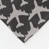 Black Grey Plane Airplanes Pilot Plane Aviation Fleece Deken (Hoek)