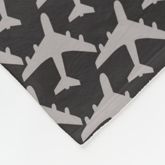 Black Grey Plane Airplanes Pilot Plane Aviation Fleece Deken (Hoek)