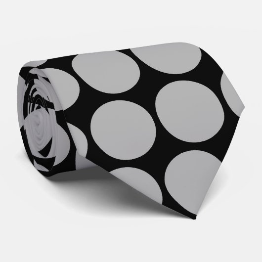 Black Grey Polka Dots Pattern - Stropdas (Opgerold)