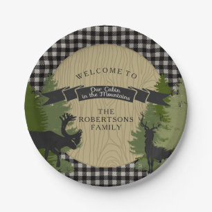 Black Grey Pset Cabin Rustic Hunting Deer Antler Papieren Bordje
