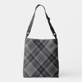 Black Grey Pset Stripes Tartan Patroon Crossbody Tas (Achterkant)