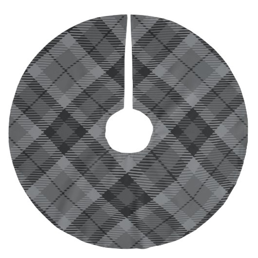Black Grey Pset Stripes Tartan Patroon Kerstboom Rok (Voorkant)