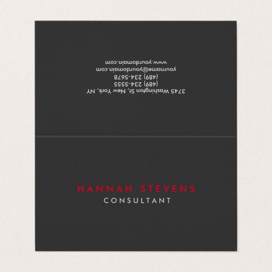 Black Grey Red Professional Modern minimalistisch Visitekaartje (Buitenkant ongevouwen)