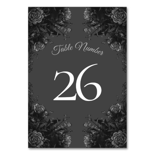 Black Grey Rozen Gothic Wedding Kaart (Achterkant)