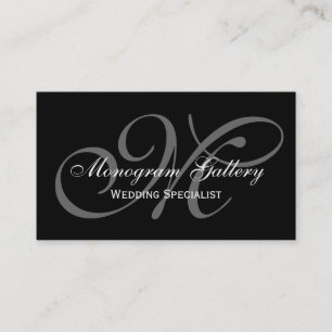 Black Grey Script Monogram Weddenschap Business Visitekaartje