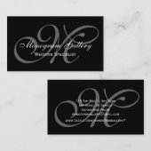 Black Grey Script Monogram Weddenschap Business Visitekaartje (Voorkant / Achterkant)