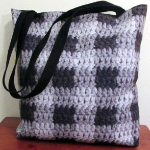 Black Grey Shades Business Play Texture Crochet Tote Bag