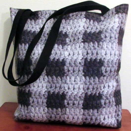 Black Grey Shades Business Play Texture Crochet Tote Bag