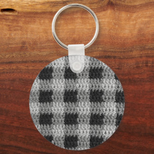 Black Grey Shades Business Pset Crochet Print op Sleutelhanger